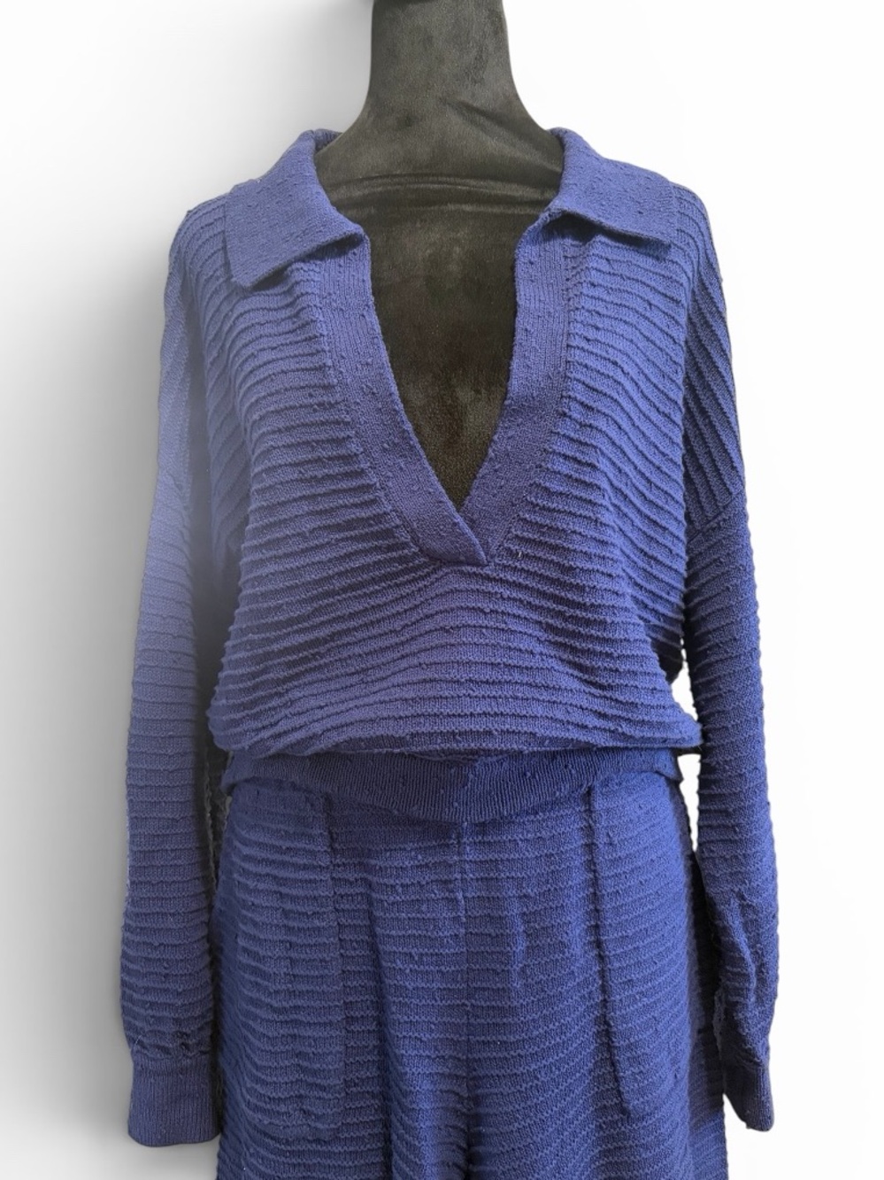 Carter Sweater Set Cozy Knit Two-Piece Lounge Set in Navy Blue,  NWT - Picture 7 of 10